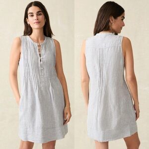 Faherty Isha Dress in Blue Mini Stripe